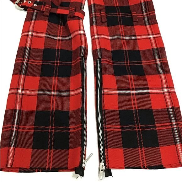 Dilara Findikoglu Mason Red Trousers Tartan Plaid Wool Trousers Size Medium - Picture 7 of 9